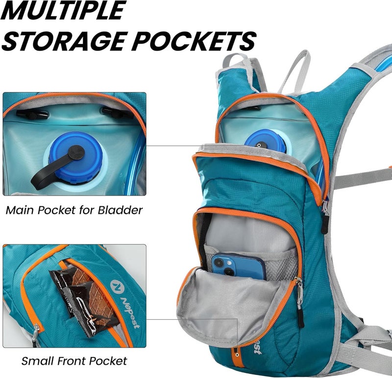Nepest Hydration Pack Backpack for Women & Men, Lightweight Water Backpack with 2L Water Bladder for Hiking Cycling Running Biking - Image 4